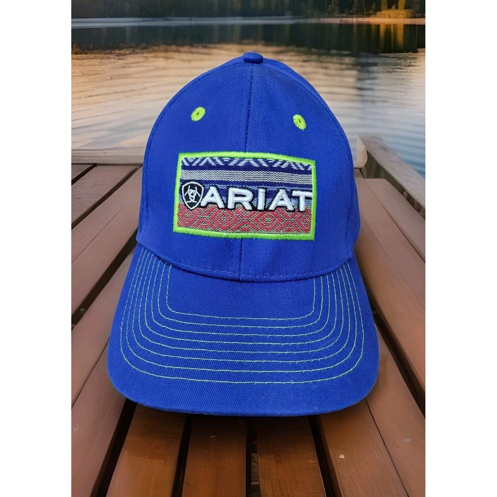 Ariat Baseball Cap Hat Strap Western Patch Blue Aztec Indian Blanket